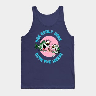 The early bass gets the worm! dark Tee Fritts Cartoons Tank Top